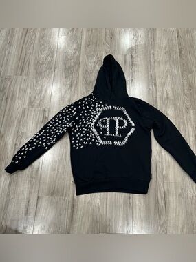 Philipp Plein Skull and Bones cotton jersey fleece hoodie